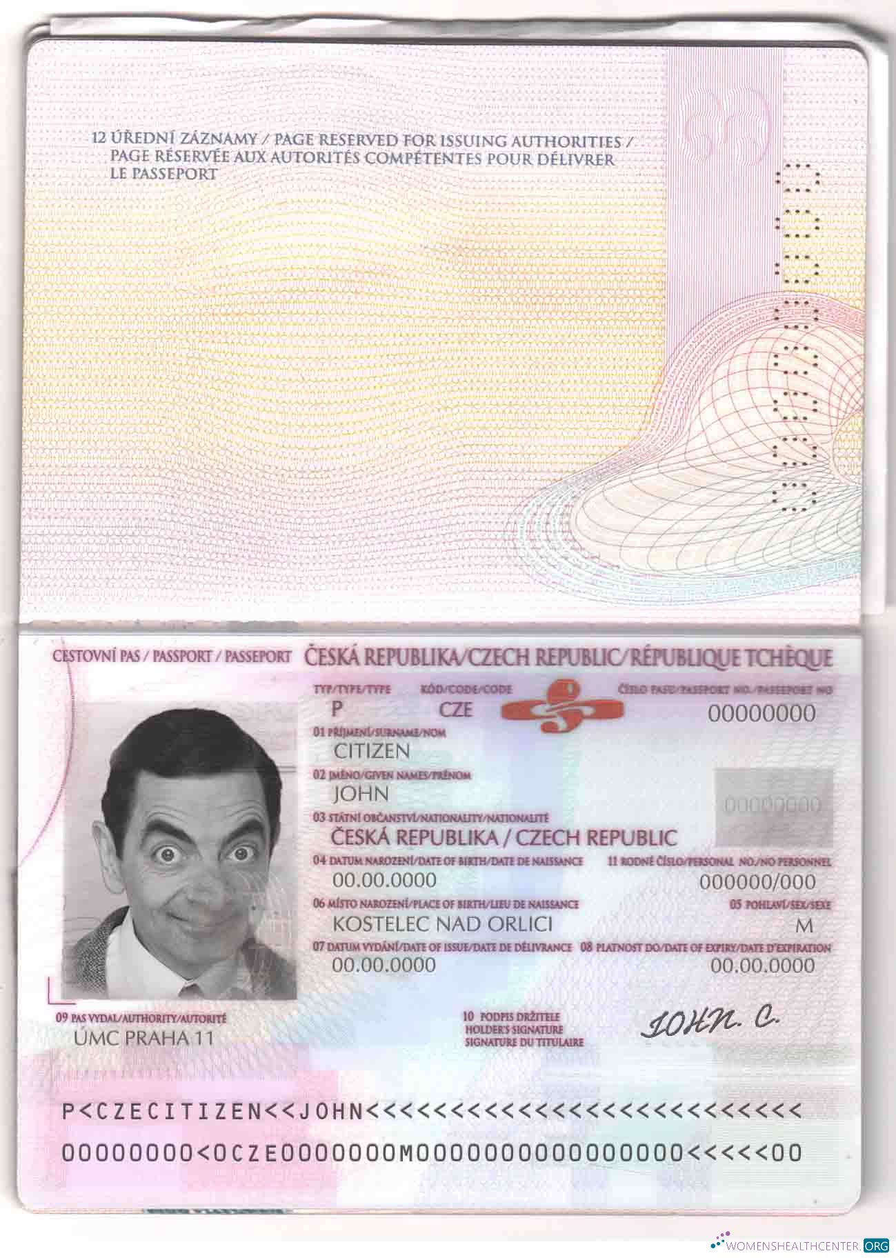 Download Czech passport Photoshop template